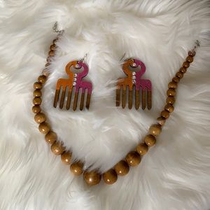 Wood beads and earrings